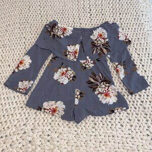 MISSGUIDED Floral Print Bardot Playsuit Summer Cute Romper